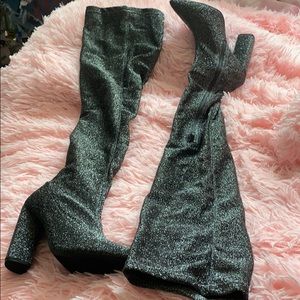 Glitter thigh high boots from Charlotte Russe